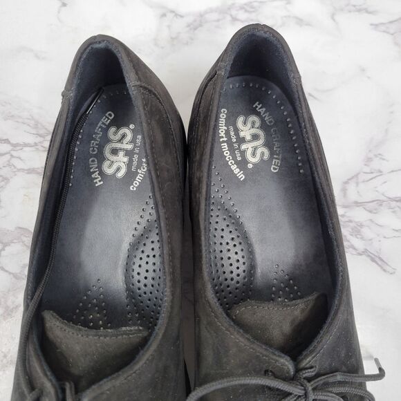 SAS Petra Lace Up Loafer in Black Charcoal Nubuck Leather Women's Size 8.5N - Picture 5 of 10